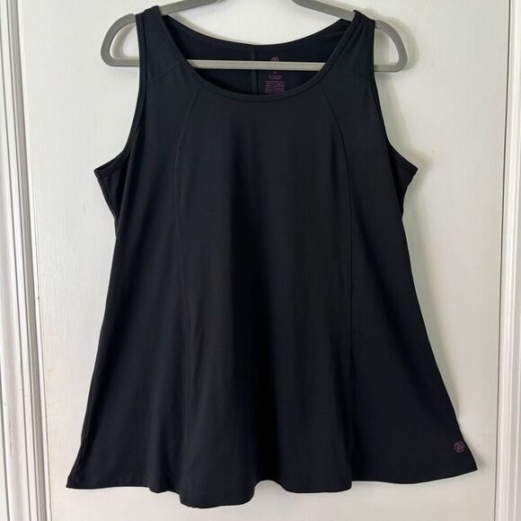 Any Age Activewear 2X black anti muffin top tank with wide sweep - Picture 1 of 7